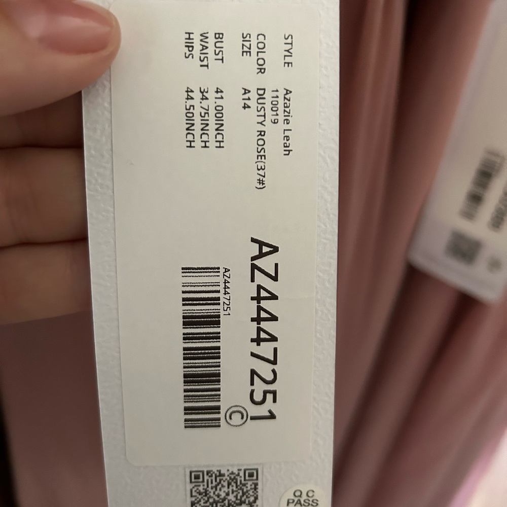 Azazie Leah, color dusty rose, size 14 stretch material